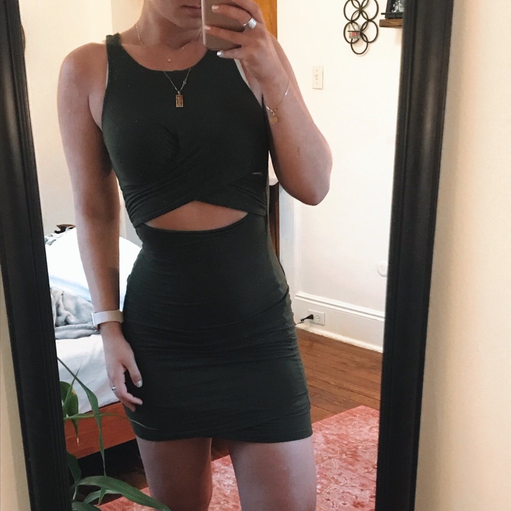 Army green bodycon dress